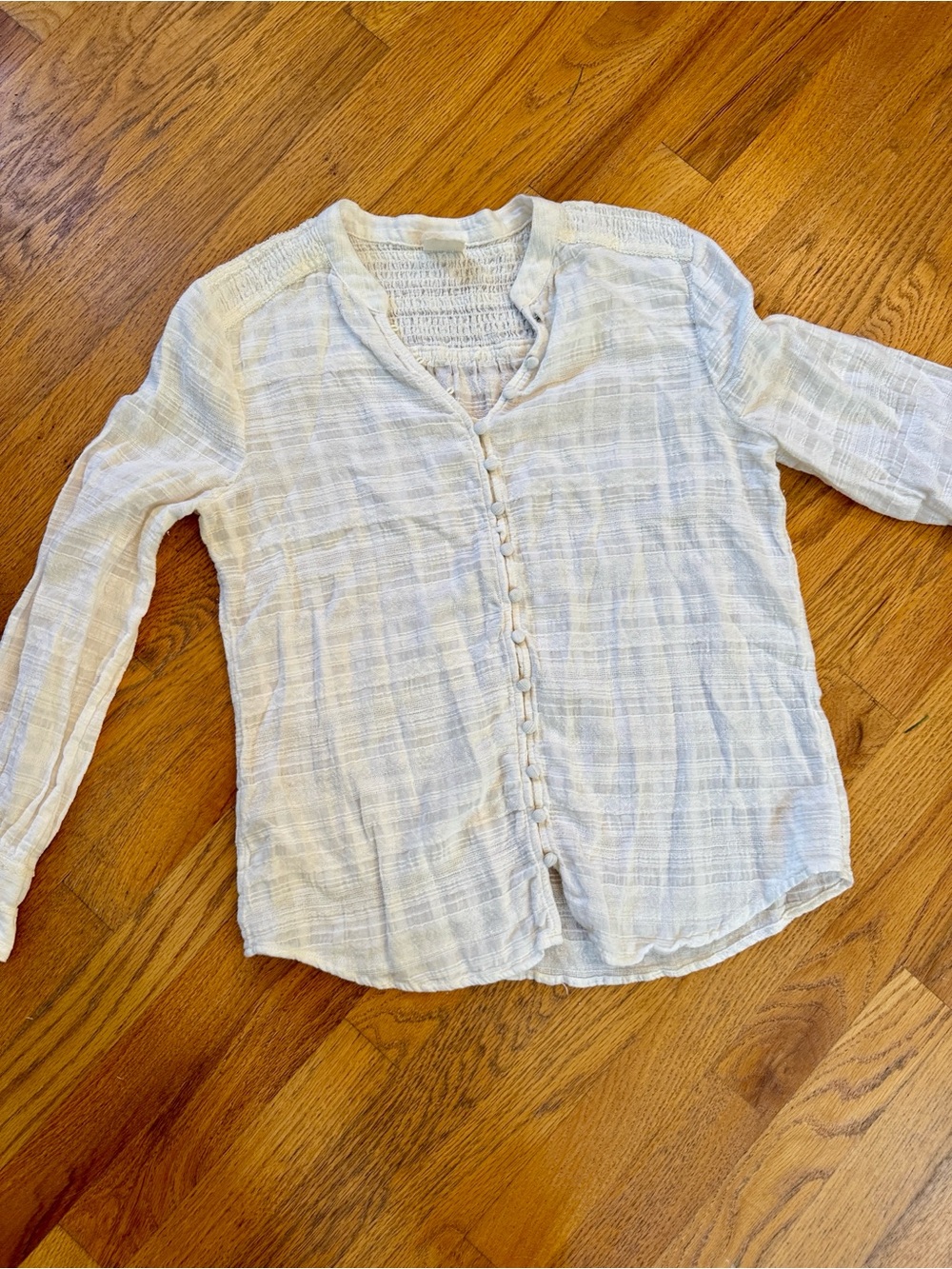 Lightweight White Button-Up Gauze Top, large